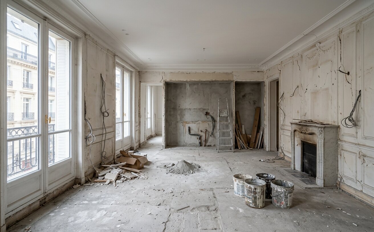 Le même séjour haussmannien avant les travaux